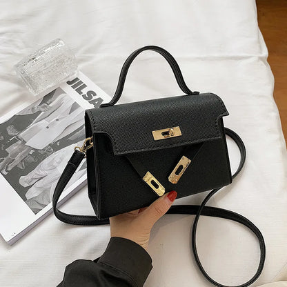 Style Women’s Shoulder Bag with Lock Closure – Trendy Embossed Crossbody Bag for Women