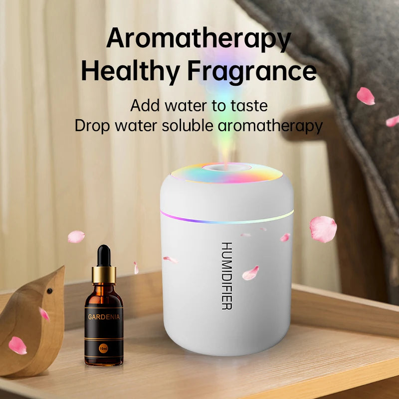 Mini USB Air Humidifier & Aroma Diffuser – Essential Oil Mist Maker with LED Light for Car & Home