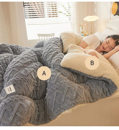 Super Thick Winter Warm Blanket – Artificial Lamb Cashmere Weighted Quilt Comforter for Bed