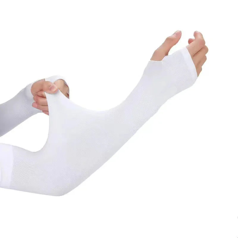 1 Pair Ice Silk Arm Sleeves – UV Protection Long Gloves for Outdoor Sports & Sun Protection