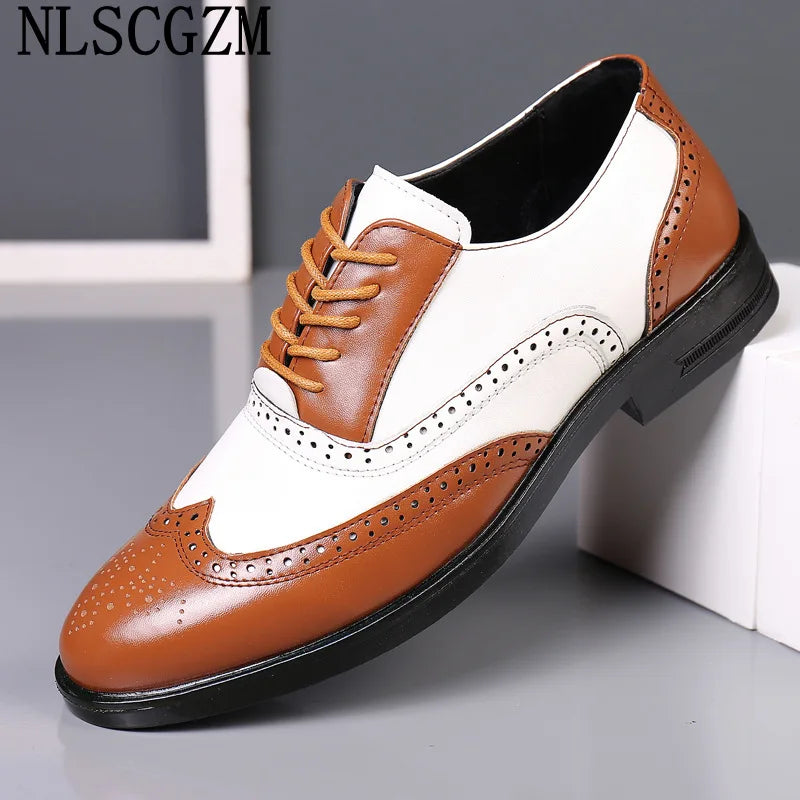 Italian Men’s Oxford Dress Shoes – Elegant Classic Brogue Formal Shoes for Business & Fashion (Zapatos Formales De Hombre)