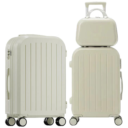 3PCS Suitcase Set – 12", 20", 24" Large Capacity Trolley Cases with USB Port, Cup Holder & Roller Lock for Travel & Business