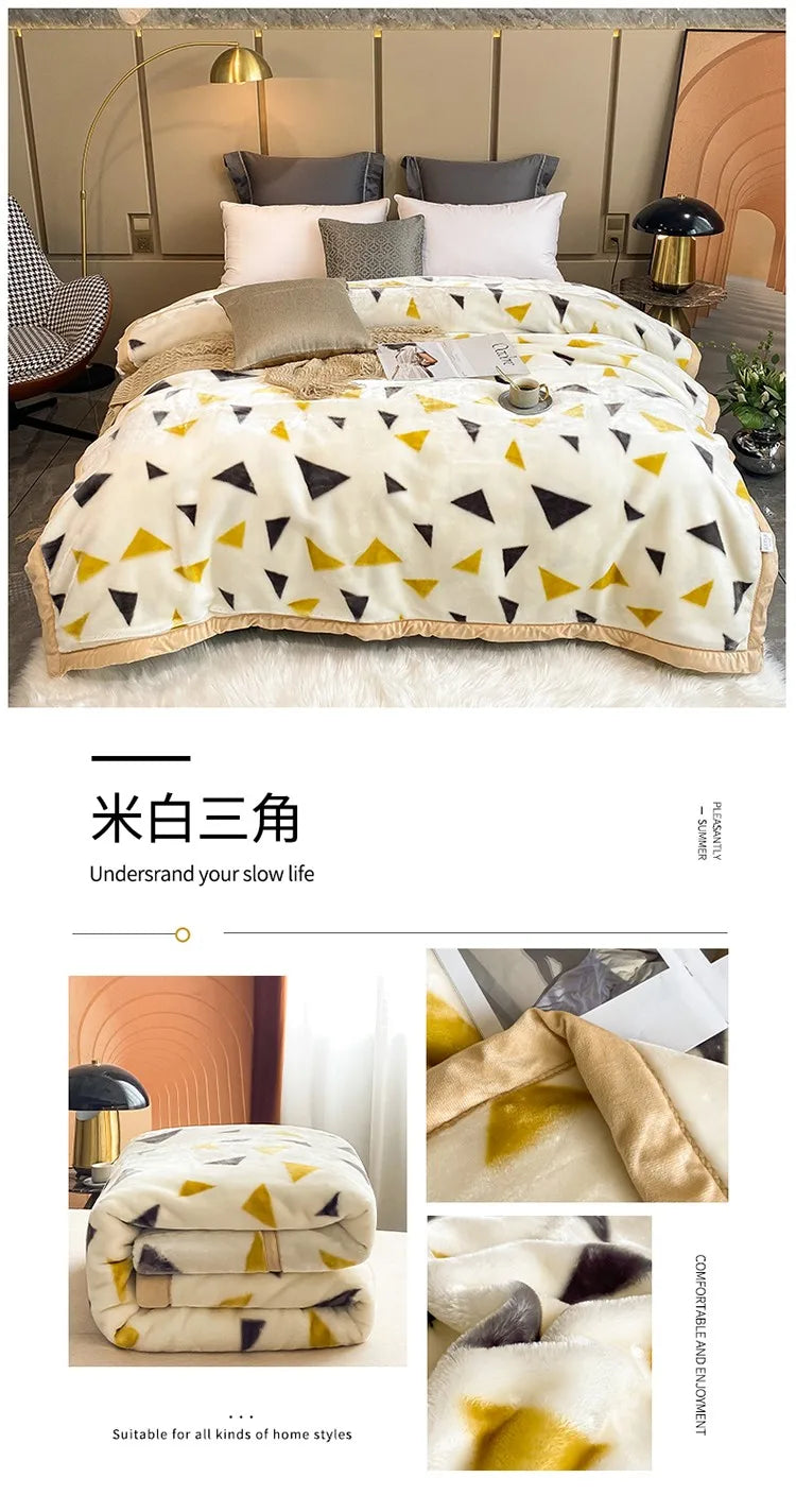 Winter Double Layer Raschel Blanket – Thick Warm Heavy Fluffy Fleece Quilt 150x200cm