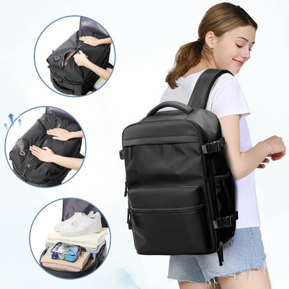 Vacuum Backpack Travel Bag – Large Capacity Expandable Business & School Laptop Backpack for Men & Women