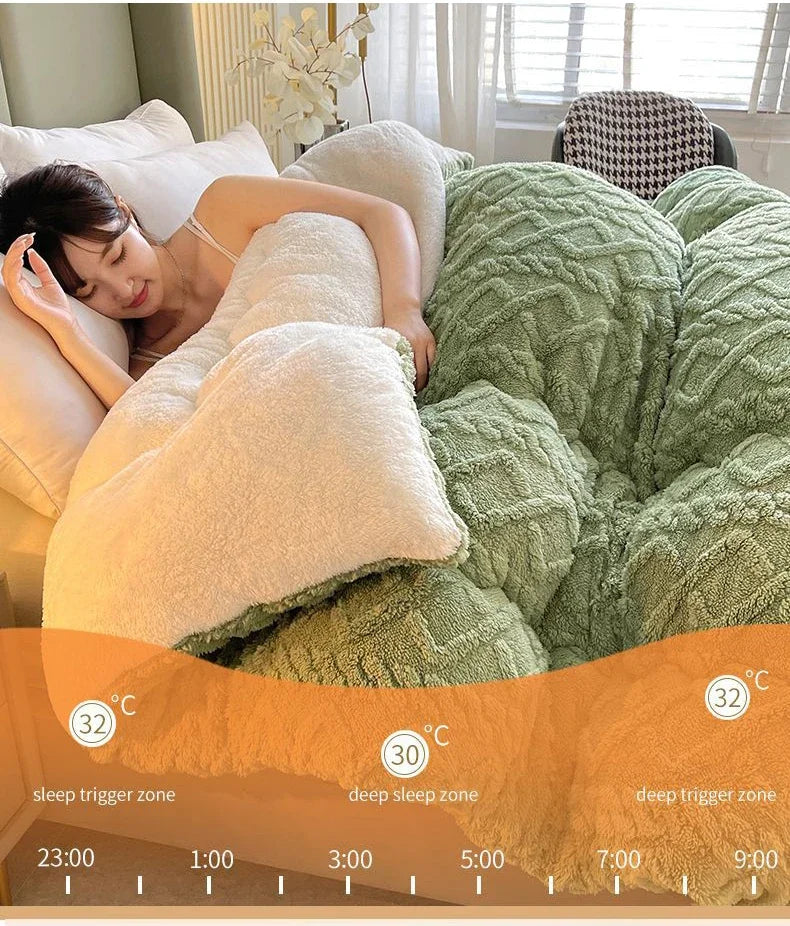 Warm Winter Super Thick Blanket Quilt – Artificial Lamb Cashmere Weighted Comforter for Bed