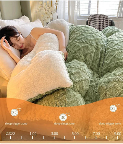 Warm Winter Super Thick Blanket Quilt – Artificial Lamb Cashmere Weighted Comforter for Bed
