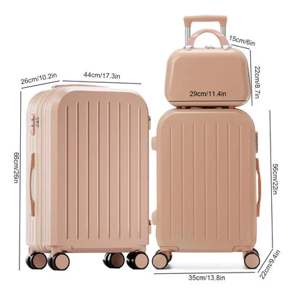 3PCS Suitcase Set – 12", 20", 24" Large Capacity Trolley Cases with USB Port, Cup Holder & Roller Lock for Travel & Business
