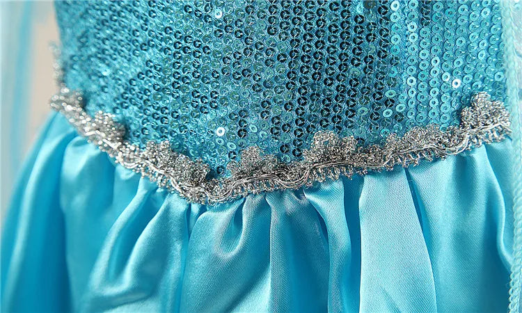 Girls Elsa Princess Dress – Frozen Snow Queen Costume for Kids 2025 Carnival & Party