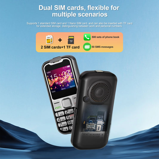 Dual SIM GSM Button Mobile Phone – 2G Standby, Speed Dial, Call Recording, Flashlight, FM Radio, Vibration