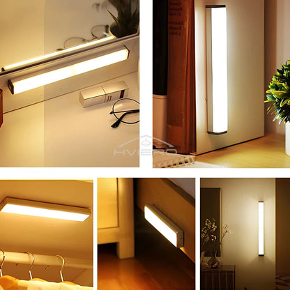 Wireless LED Motion Sensor Night Light – USB Rechargeable Magnetic Lamp for Wardrobe, Closet, Kitchen & Aisle