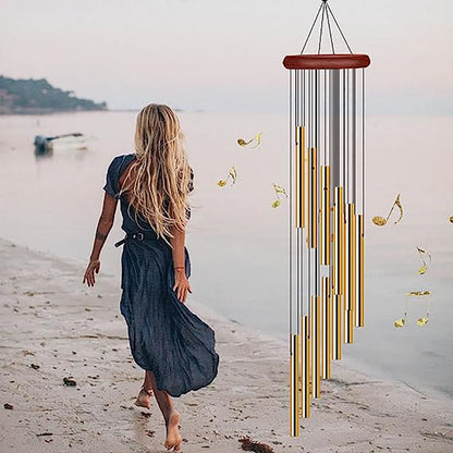 Aluminum Wind Chimes with Hook – Gold & Silver Tubes for Outdoor, Memorial, or Gift Decor