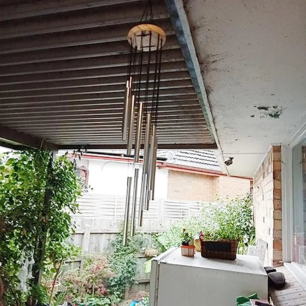 Aluminum Wind Chimes with Hook – Gold & Silver Tubes for Outdoor, Memorial, or Gift Decor