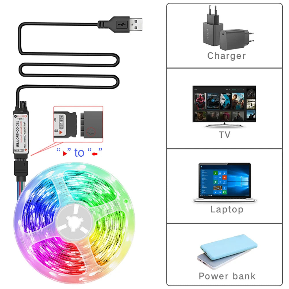 LED Strip Lights with 44-Key Remote – RGB Light Tape for Room, Home & Party Decor