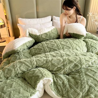 Super Thick Winter Warm Blanket – Artificial Lamb Cashmere Weighted Quilt Comforter for Bed