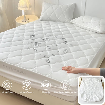 Waterproof Fitted Bed Sheets – Soft Microfiber Mattress Pads, Breathable Bedspread Protector for Single, Double, King, Queen Sizes