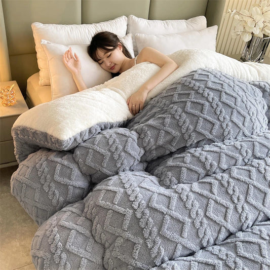 Super Thick Winter Warm Blanket – Artificial Lamb Cashmere Weighted Quilt Comforter for Bed