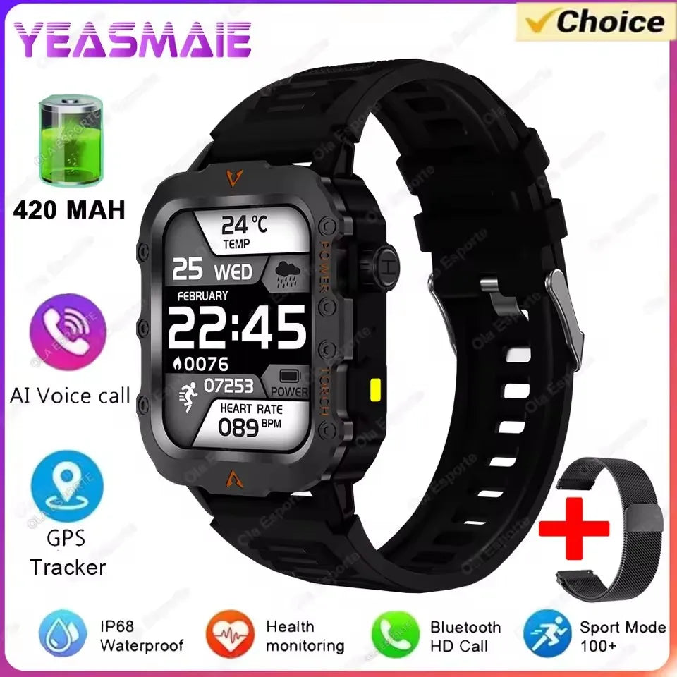 Men’s Military Outdoor GPS Sports Smart Watch – Heart Rate, Sleep Monitor & Waterproof Fitness Watch for iOS & Android