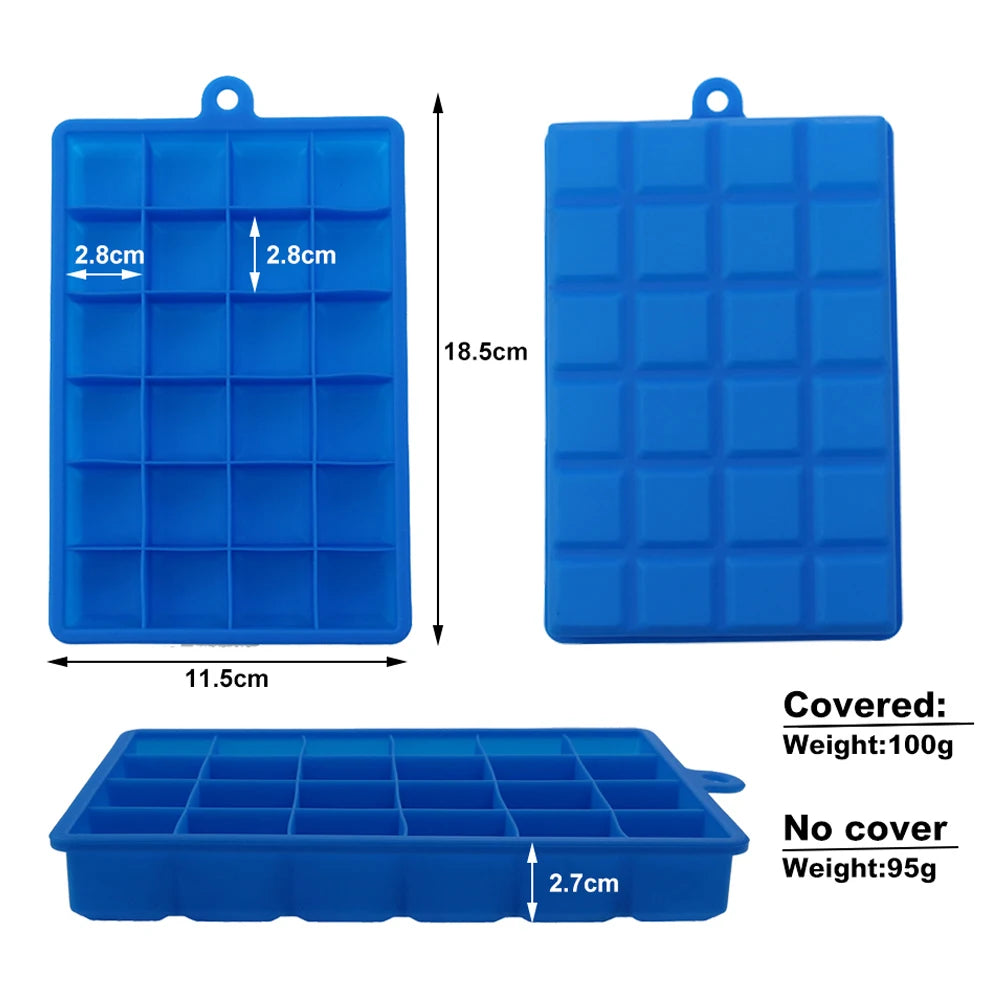 24-Hole Silicone Ice Tray – Square Mold for Ice, Food Puree & Cocktails