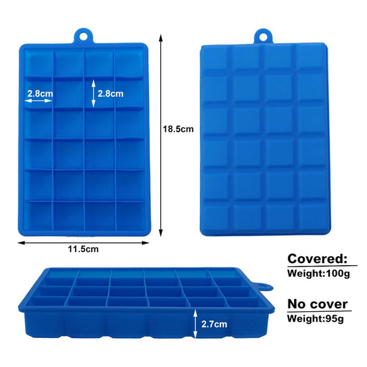 24-Hole Silicone Ice Tray – Square Mold for Ice, Food Puree & Cocktails