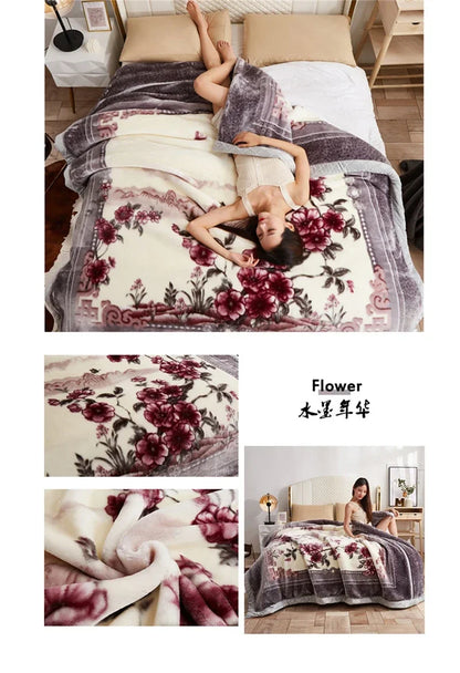 European Style Warm Raschel Blanket – Thickened Weighted Winter Comforter & Double-Sided Duvet