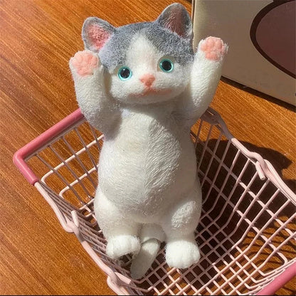 Realistic Fluffy Cat Stress Relieving Toy – Simulation Cat Doll Squeeze Gift for Kids & Adults