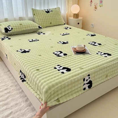 Fluffy Plush Cartoon Fleece Bed Sheet | Double Bed | Winter Warm