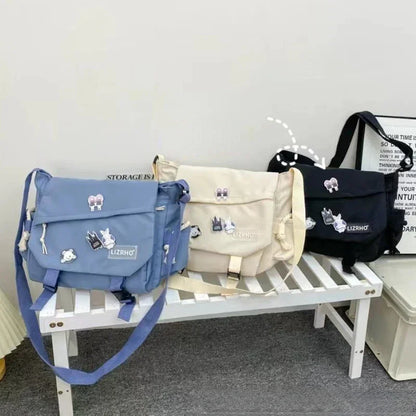 Japanese & Korean Style Single Shoulder Handbag – Retro Large Capacity School Postman Bag for Girls