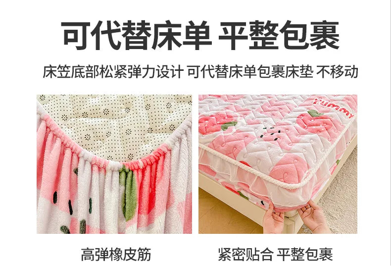 Fitted Sheet Winter Thickened Padded Three-Piece Set – Non-Slip Mattress Protective Cover