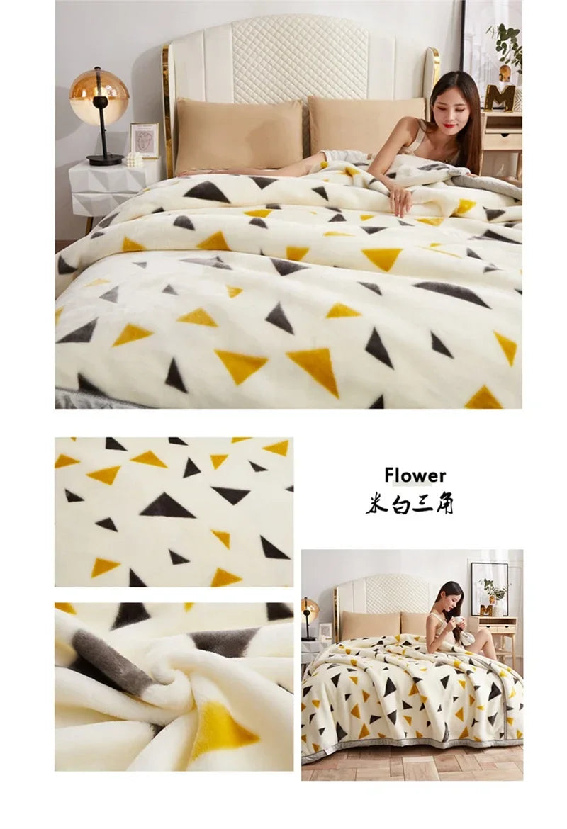European Style Warm Raschel Blanket – Thickened Weighted Winter Comforter & Double-Sided Duvet