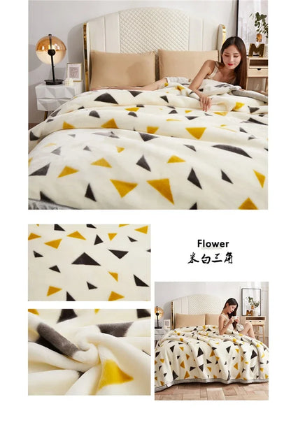 European Style Warm Raschel Blanket – Thickened Weighted Winter Comforter & Double-Sided Duvet