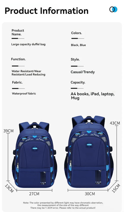 Children’s School Backpack – Lightweight Large Capacity Shoulder Bag for Boys (Grades 1–6, Ages 6–12)