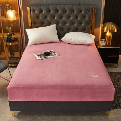 Soft Warm Thick Velvet Fitted Sheet – High Quality Non-Slip Elastic Mattress Cover & Adjustable Bed Protector