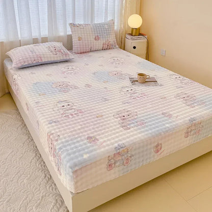 Fluffy Plush Cartoon Fleece Bed Sheet | Double Bed | Winter Warm