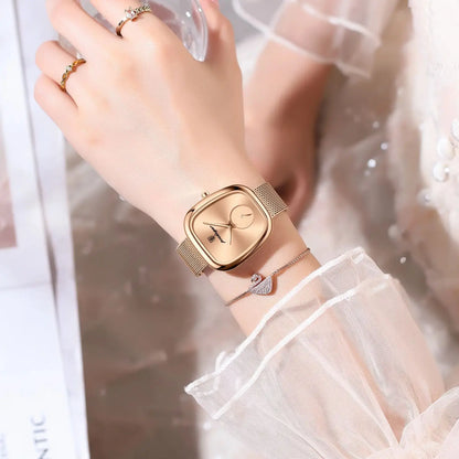Luxury Women’s Watch – Elegant Waterproof Mesh Stainless Steel Quartz Watch for Ladies