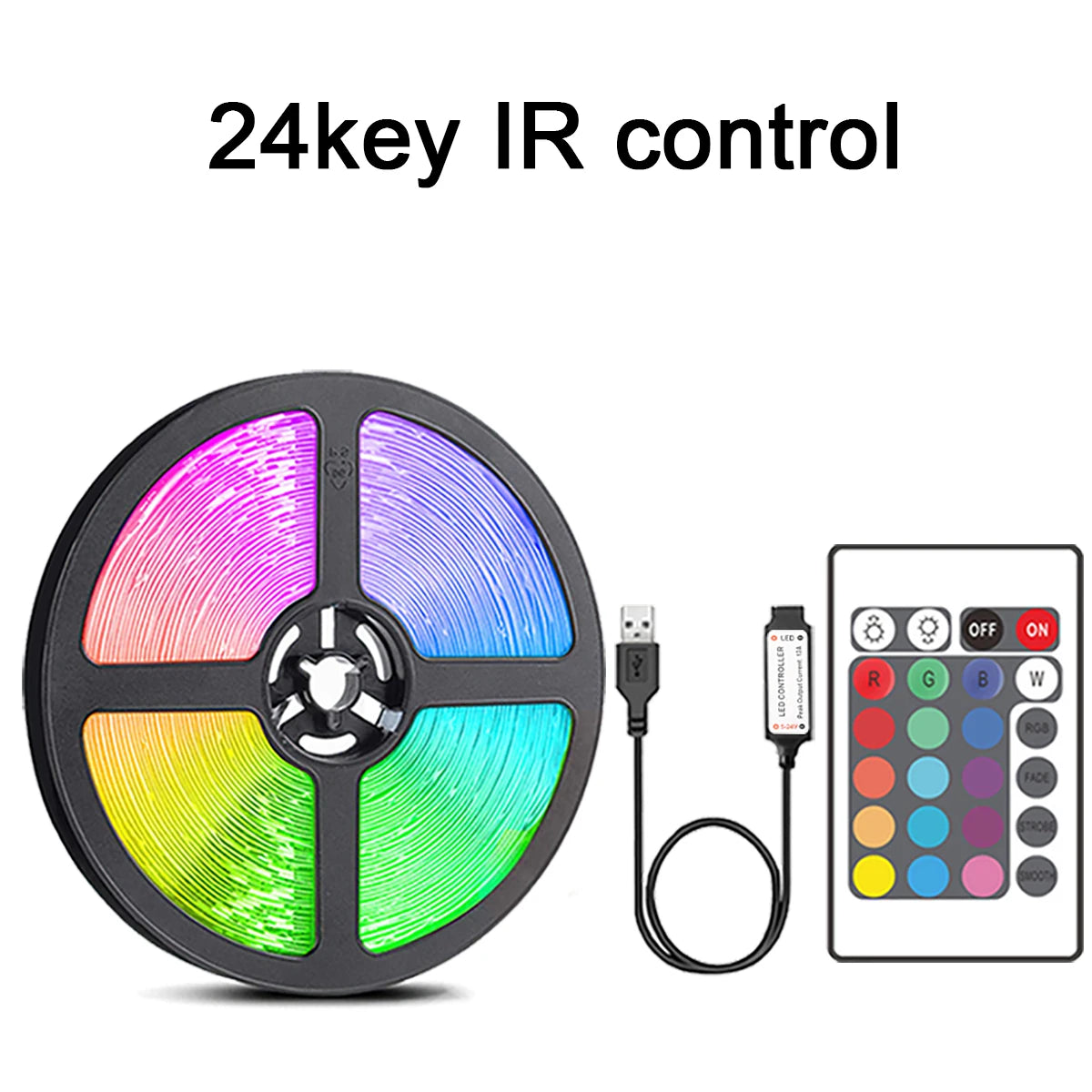 LED Strip Lights with 44-Key Remote – RGB Light Tape for Room, Home & Party Decor