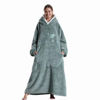 Women’s Oversized Wearable Blanket Hoodie – Winter Warm Thick Pajama with Sleeves