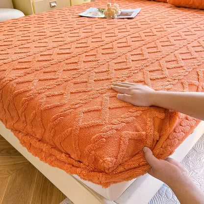 Flannel Fleece Bed Sheet | Winter Warm Coral Fitted Sheet | Double Bed Sofa Mattress Cover | Fluffy & Soft
