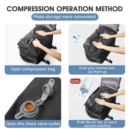 Vacuum Backpack Travel Bag – Large Capacity Expandable Business & School Laptop Backpack for Men & Women