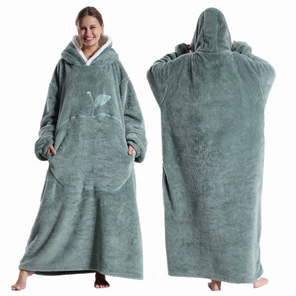 Women’s Oversized Wearable Blanket Hoodie – Winter Warm Thick Pajama with Sleeves