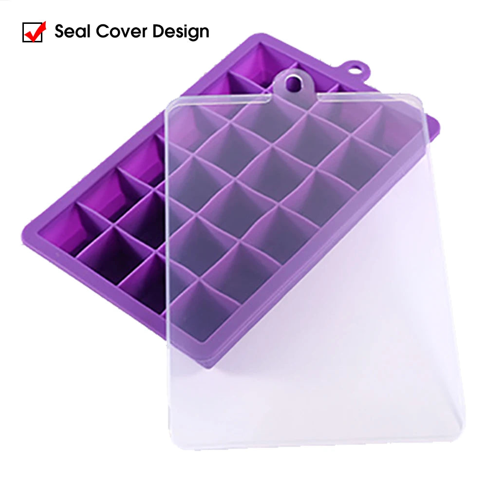 24-Hole Silicone Ice Tray – Square Mold for Ice, Food Puree & Cocktails