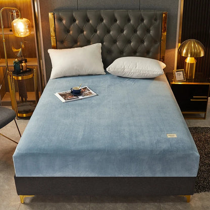 Soft Warm Thick Velvet Fitted Sheet – High Quality Non-Slip Elastic Mattress Cover & Adjustable Bed Protector