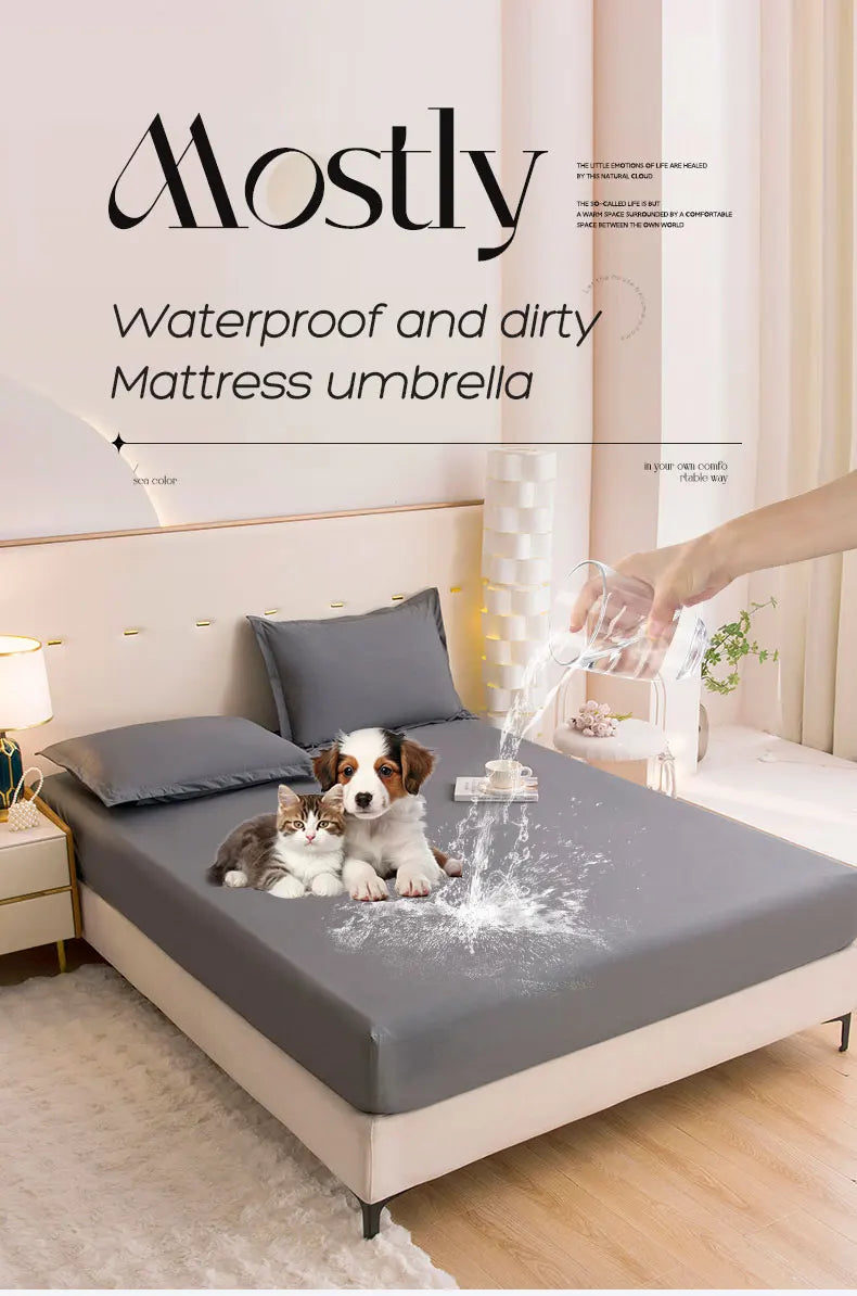Waterproof Fitted Bed Sheet With 360 Elastic Band Bedsheet Bedspreads for Single Double King Queen Size Mattress Protector Cover