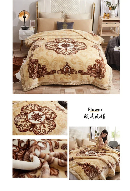 European Style Warm Raschel Blanket – Thickened Weighted Winter Comforter & Double-Sided Duvet