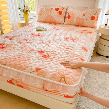 Fitted Sheet Winter Thickened Padded Three-Piece Set – Non-Slip Mattress Protective Cover