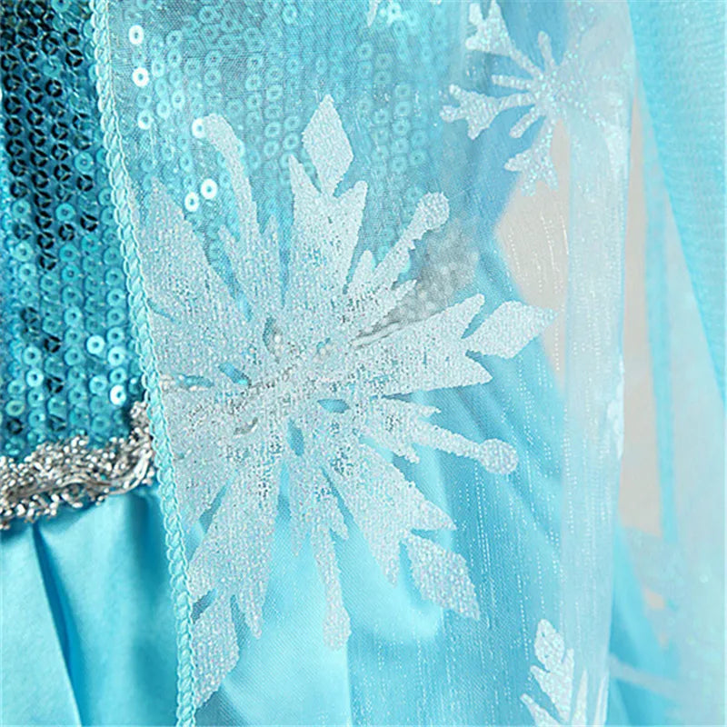 Girls Elsa Princess Dress – Frozen Snow Queen Costume for Kids 2025 Carnival & Party