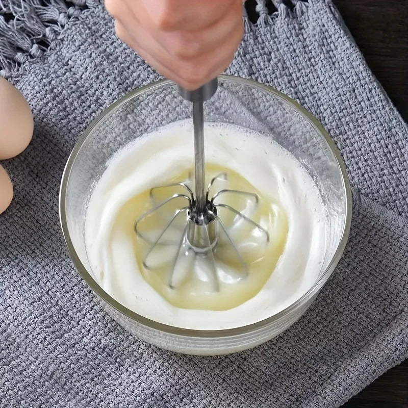 Stainless Steel Egg Beater – Semi-Automatic Hand Mixer for Baking & Cooking