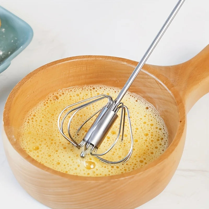 Stainless Steel Egg Beater – Semi-Automatic Hand Mixer for Baking & Cooking