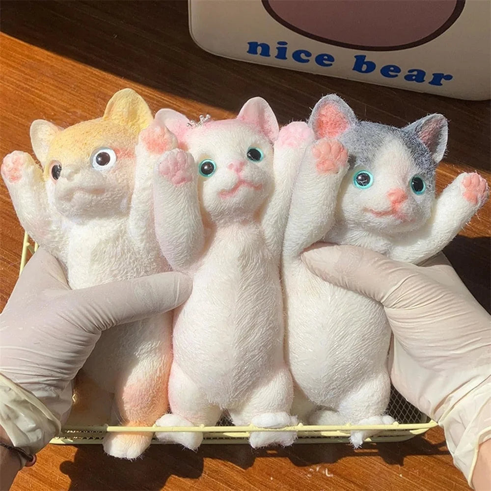 Realistic Fluffy Cat Stress Relieving Toy – Simulation Cat Doll Squeeze Gift for Kids & Adults