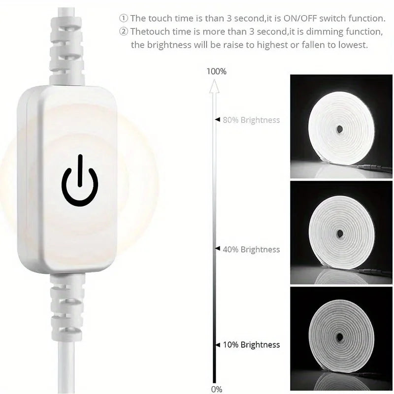 USB LED Neon Strip Light – 5V Dimmable Touch Sensor Flexible Waterproof Silicone Light for Home & Outdoor Decor