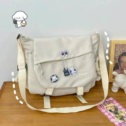 Japanese & Korean Style Single Shoulder Handbag – Retro Large Capacity School Postman Bag for Girls
